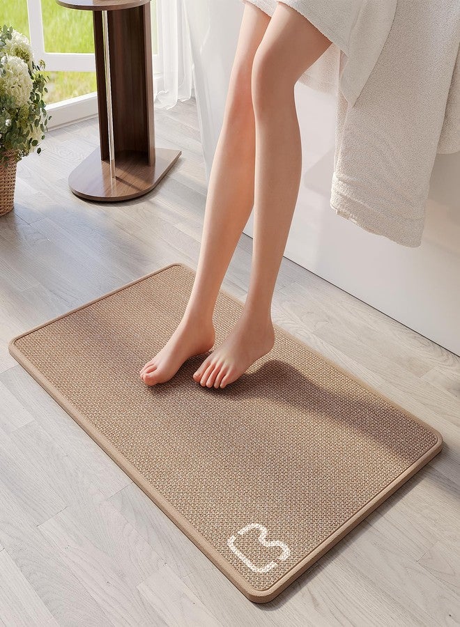 YDKGL Non Slip Bath Mat Bathroom Rugs, Rubber Backing Super Absorbent Stain Resistant Quick Dry Bathroom Mat, Ultra Thin Bath Mats Rug Fit Under Door Bathroom Floor, Brown2 16" x 24“ - Image 1