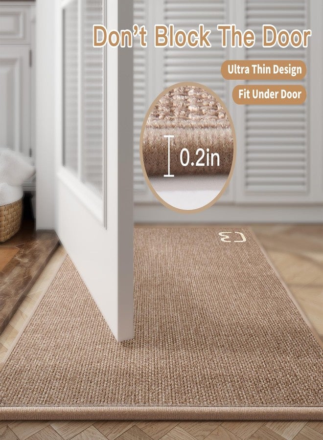 YDKGL Non Slip Bath Mat Bathroom Rugs, Rubber Backing Super Absorbent Stain Resistant Quick Dry Bathroom Mat, Ultra Thin Bath Mats Rug Fit Under Door Bathroom Floor, Brown2 16" x 24“ - Image 4