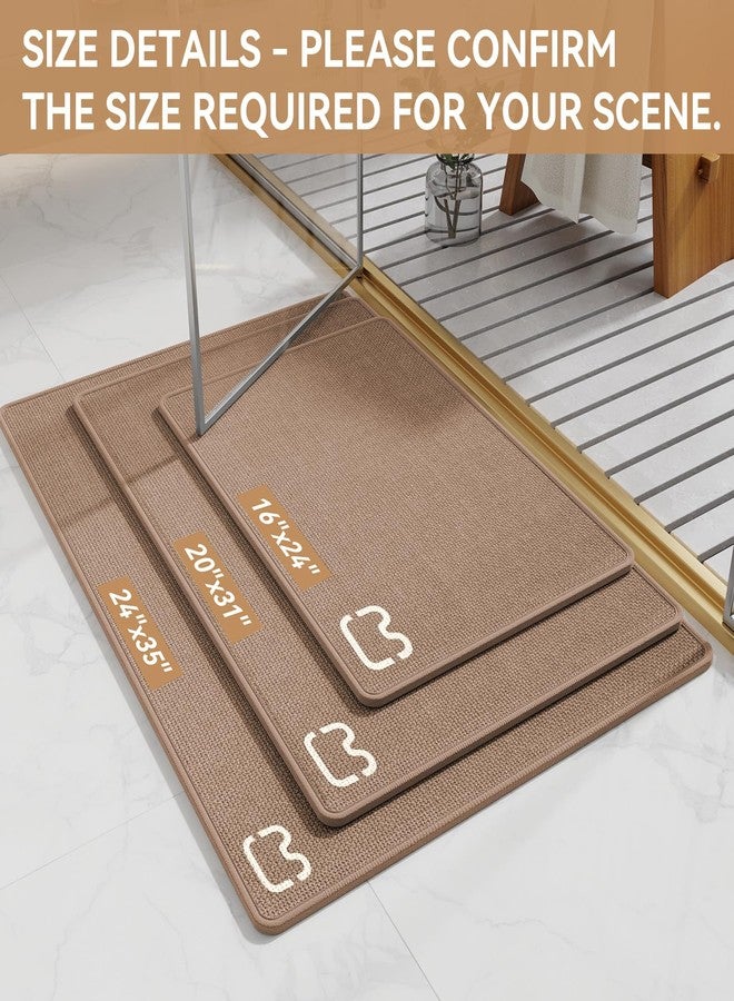 YDKGL Non Slip Bath Mat Bathroom Rugs, Rubber Backing Super Absorbent Stain Resistant Quick Dry Bathroom Mat, Ultra Thin Bath Mats Rug Fit Under Door Bathroom Floor, Brown2 16" x 24“ - Image 2