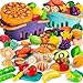 MOEAWS Cutting Play Food Toy For Multiple Kids with 2 Colors Storage BasketsPurpleblue 115 pcs Fake FoodFruitVegetable for Toddler Pretend Kitchen Accessories Boy Girl Classroom LearningBirthday Gift - Image 2