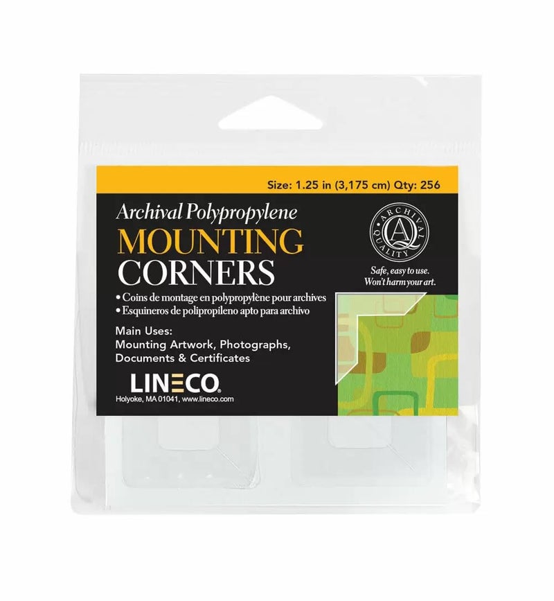 Lineco Archival Polypropylene Mounting Corners, Self Adhesive Clear Photo Corners, Acid-Free, 1.25 Inches, Mounting Artwork, Photographs, Documents. - Image 1