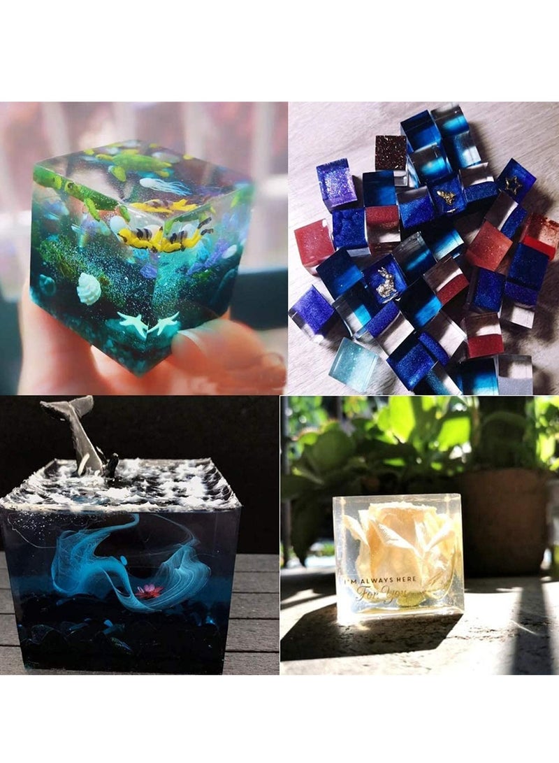 SOLARAE Transparent Silicone Square Mold Epoxy Resin Tools Decorative Crafts, Handmade Accessories FilmWith Cleaning Function, Artwork Multi-Function 1 Piece (Color: 20mm) - Image 5