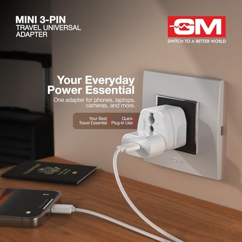 GM Modular 3005 Travel Adapter with Universal Multi-Pin Socket, 6A Adapter for Home Office and Travel Use, Shockproof Polycarbonate Body - Image 2