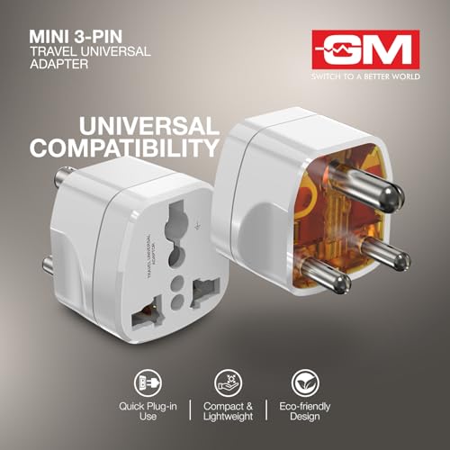 GM Modular 3005 Travel Adapter with Universal Multi-Pin Socket, 6A Adapter for Home Office and Travel Use, Shockproof Polycarbonate Body - Image 4