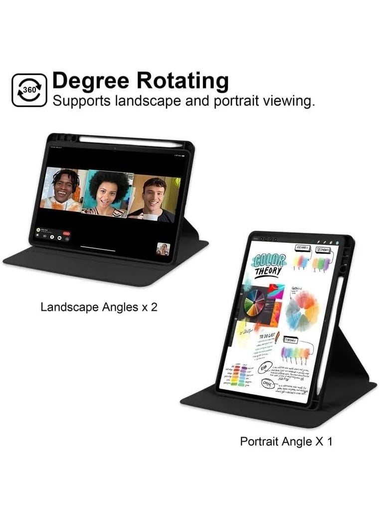 VKL Case for Lenovo Idea Tab 11 inch 2025 (TB336ZU/TB336FU) Smart Tablet Leather Case with Auto Wake/Sleep, 360° Rotating Stand Clear Back Cover with Pencil Holder (Black) - Image 3