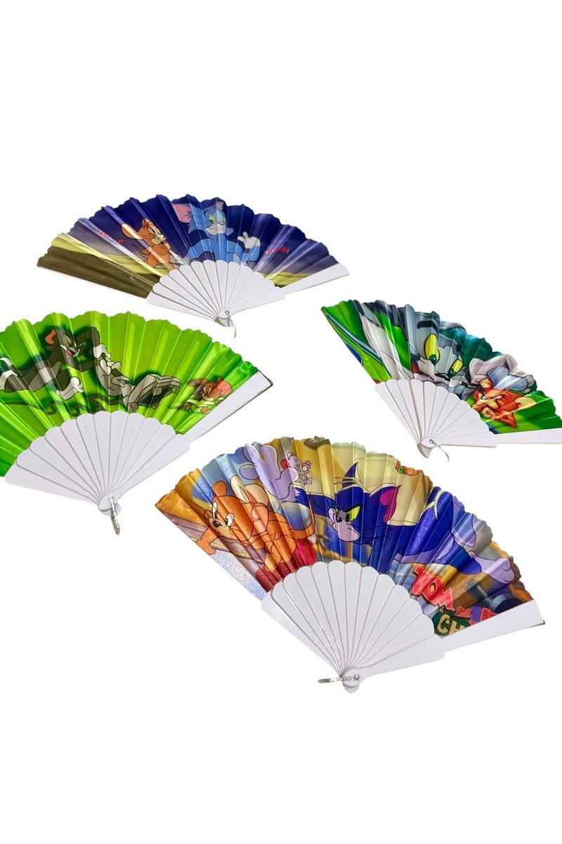 Folding Fan, Style Handheld Fan with Fabric Plastic Frame for Wedding Party Dancing - Image 5