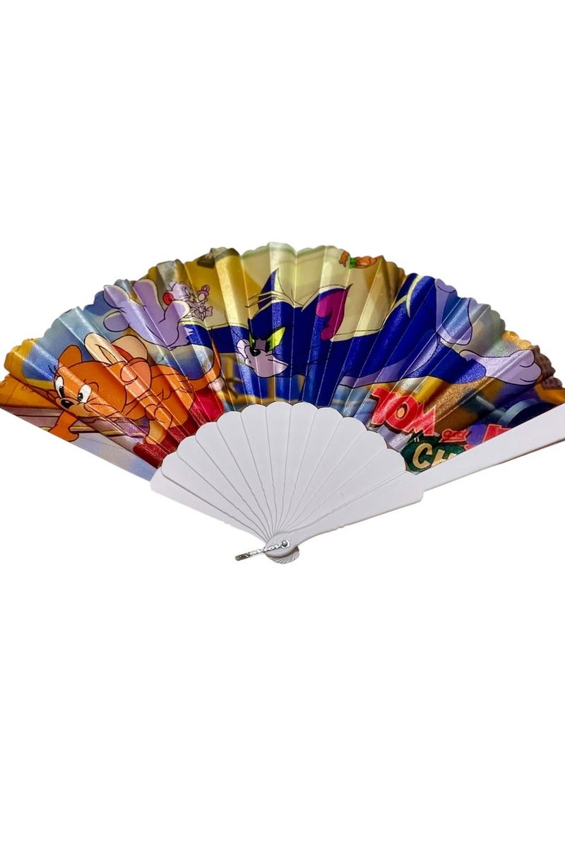 Folding Fan, Style Handheld Fan with Fabric Plastic Frame for Wedding Party Dancing - Image 1
