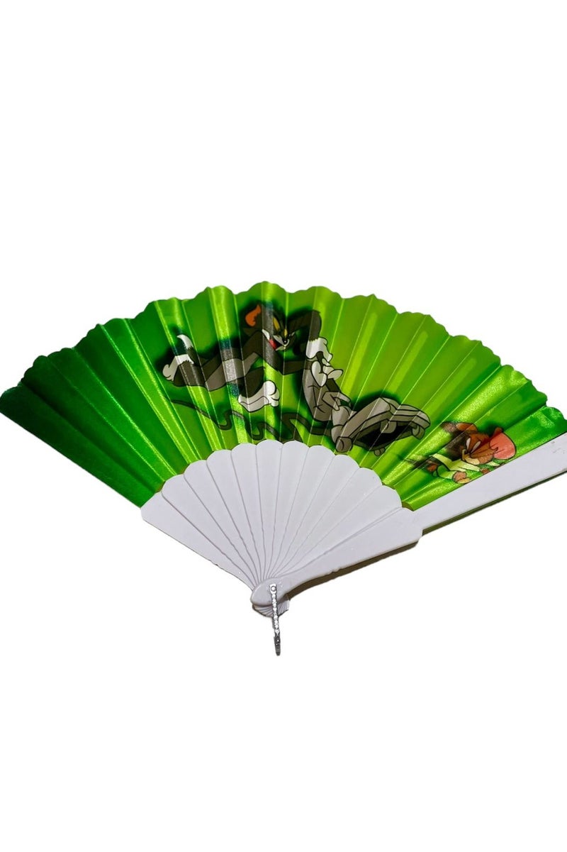 Folding Fan, Style Handheld Fan with Fabric Plastic Frame for Wedding Party Dancing - Image 4