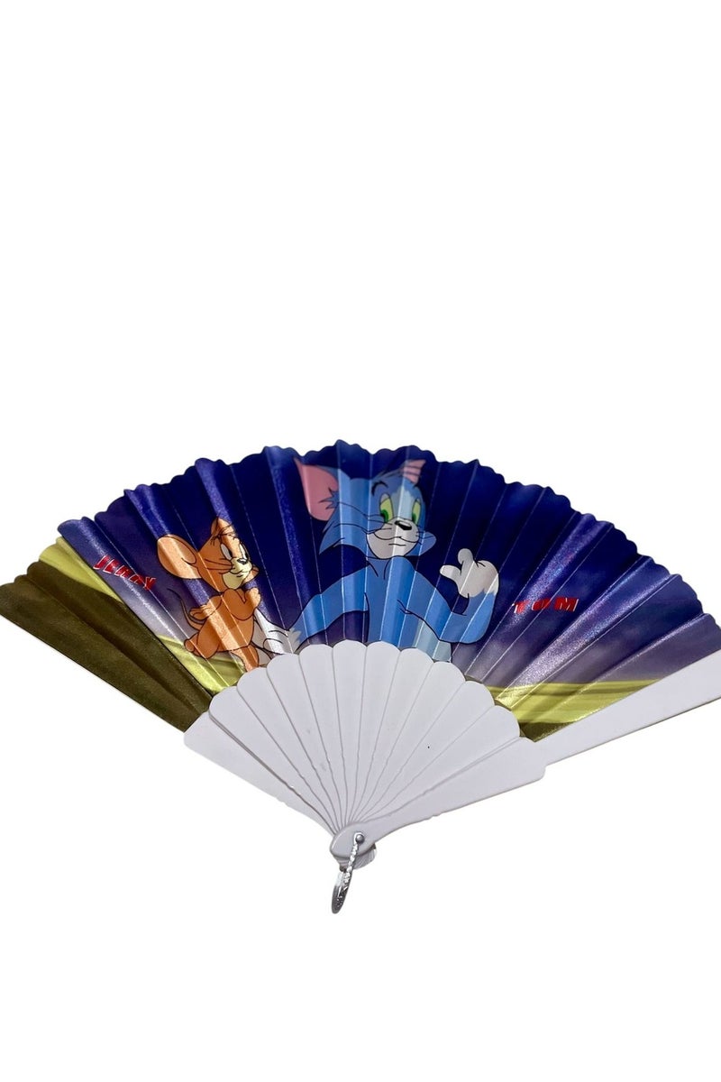 Folding Fan, Style Handheld Fan with Fabric Plastic Frame for Wedding Party Dancing - Image 2