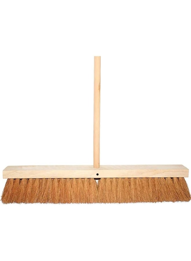 Poaker Broom With Natural Coco Bristles Soft And Stiff Sweeping Brush For Indoor/Outdoor Use, Perfect For Yards, Offices, Warehouses, And Garages (18 Inch, With Handle) - Image 3
