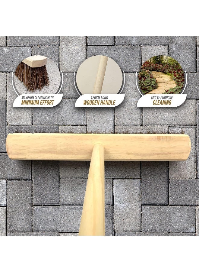 Poaker Broom With Natural Coco Bristles Soft And Stiff Sweeping Brush For Indoor/Outdoor Use, Perfect For Yards, Offices, Warehouses, And Garages (18 Inch, With Handle) - Image 5