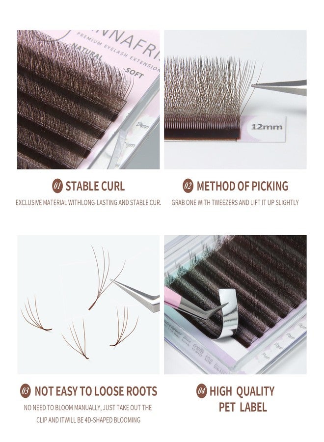 ANNAFRIS 4D Brown Premade Fan W Shape Eyelash Extensions 0.07 C Curl 8-15mm Mix Volume Self Fanning False Lashes Makeup Supplies Professional Use Lash Extension(0.07 C, 8-15mm Mix) - Image 3