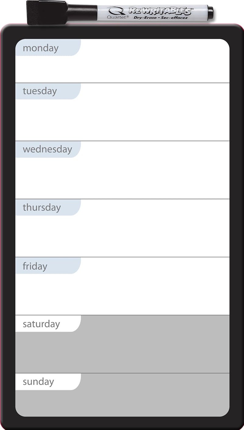 Quartet Magnetic Whiteboard Weekly Organizer 6 x 10 Dry Erase Board Daily Planner Frameless 79217