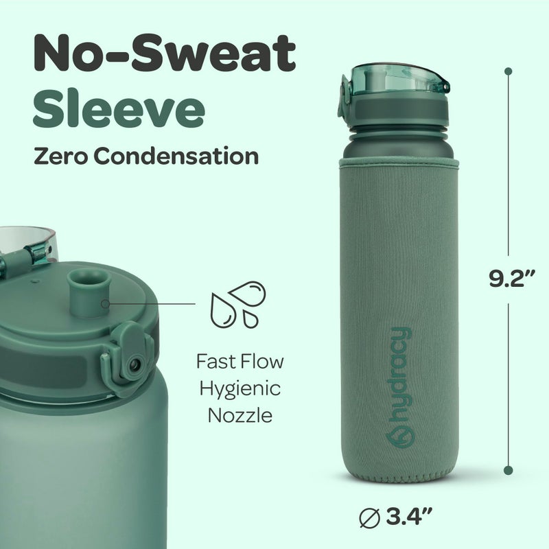 Hydracy Water Bottle with Time Marker - Large 32 oz BPA Free Gym Bottle & No Sweat Sleeve -Leak Proof Lid with Fruit Infuser Strainer & Times to Drink - Ideal for Fitness Sports & Outdoors - Image 5