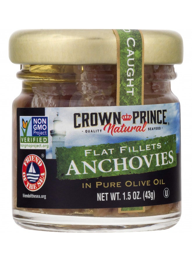 Crown Prince Natural Flat Fillets of Anchovies in Pure Olive Oil, 1.5-Ounce Jars (Pack of 18) - Image 2