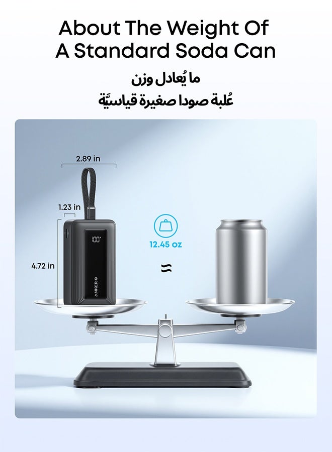 أنكر بنك طاقة زولو، 20000 مللي أمبير 30 واط شاحن محمول عالي السرعة مع كابل USB-C مدمج، حزمة بطارية لجهاز آيفون 17/17 إير/17 برو/17 برو ماكس/16 سلسلة، جالاكسي، والمزيد (أبيض، 20000 مللي أمبير) - Image 5