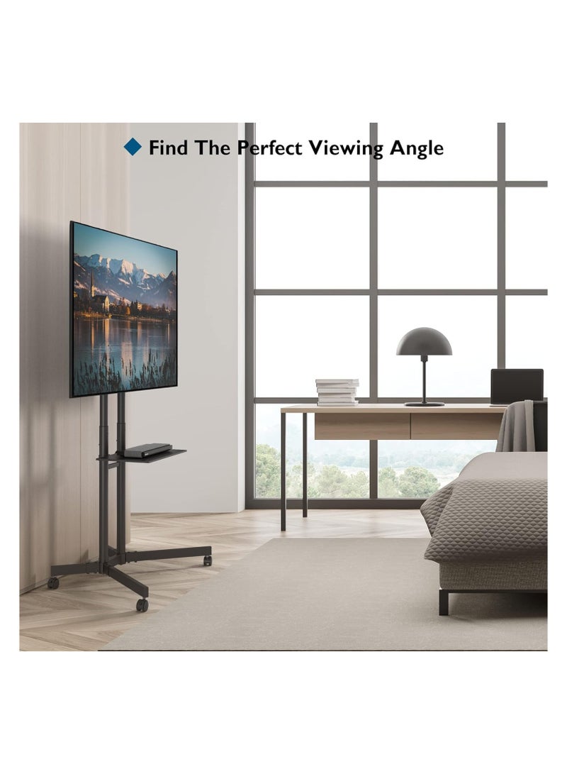 Pontek Mobile TV Stand with Wheels for 32-85 Inch Plasma/LCD/LED/OLED Screens, Max Load 60kg, VESA 600x400mm - Image 2