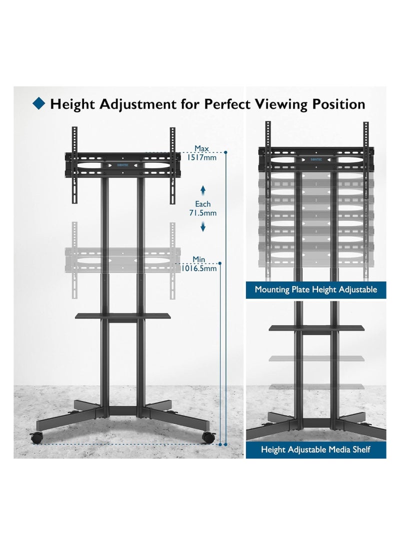 Pontek Mobile TV Stand with Wheels for 32-85 Inch Plasma/LCD/LED/OLED Screens, Max Load 60kg, VESA 600x400mm - Image 3