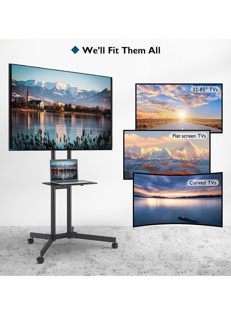 Pontek Mobile TV Stand with Wheels for 32-85 Inch Plasma/LCD/LED/OLED Screens, Max Load 60kg, VESA 600x400mm - Image 4