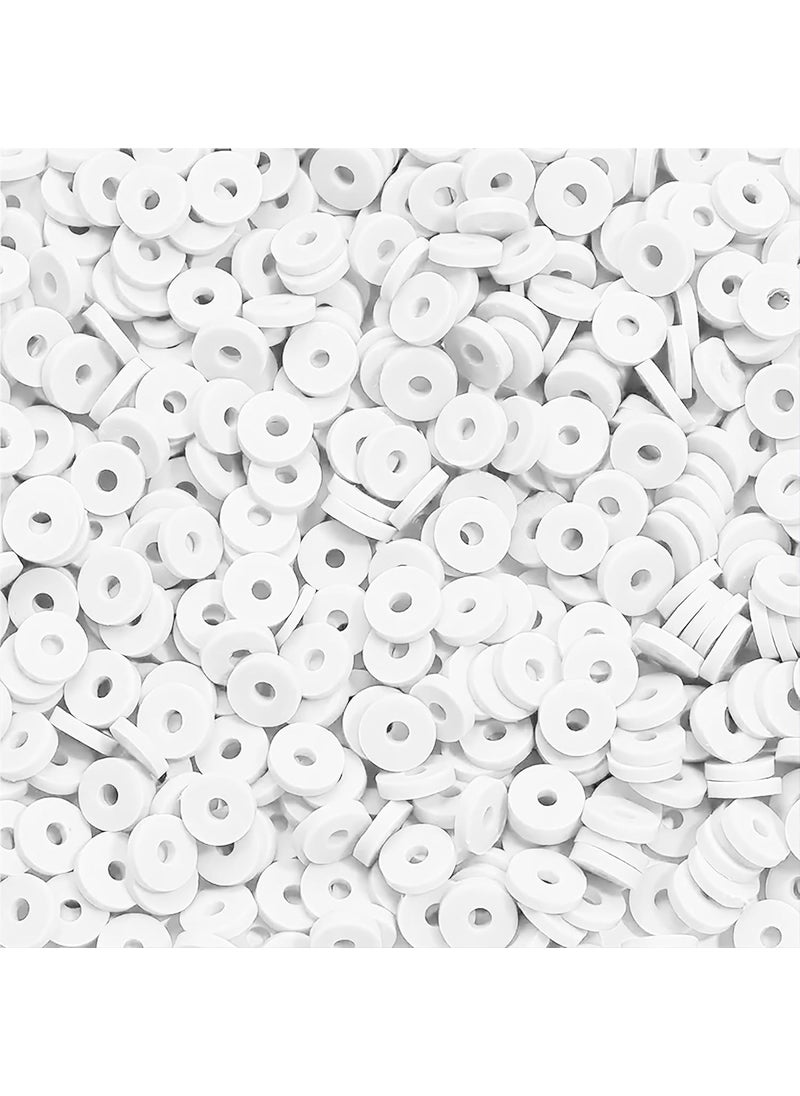 INDIKONB - INDIKONB Polymer Disc Rubber Clay Beads for Bracelets, Phone Charms, and Necklaces | DIY Colourful Flat Beads | 1000 pcs Set for Jewelry Making and Crafts (White) - Image 1