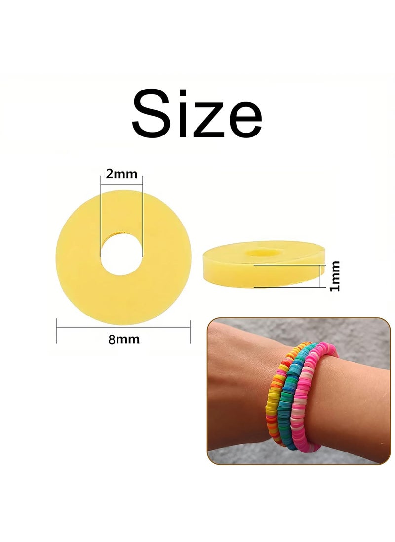 INDIKONB - INDIKONB Polymer Disc Rubber Clay Beads for Bracelets, Phone Charms, and Necklaces | DIY Colourful Flat Beads | 1000 pcs Set for Jewelry Making and Crafts (White) - Image 1