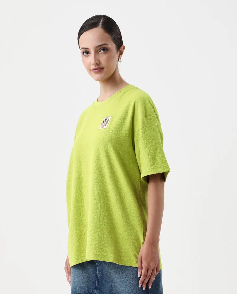 Rareism Women's Back Graphic Print Oversized T-Shirt
