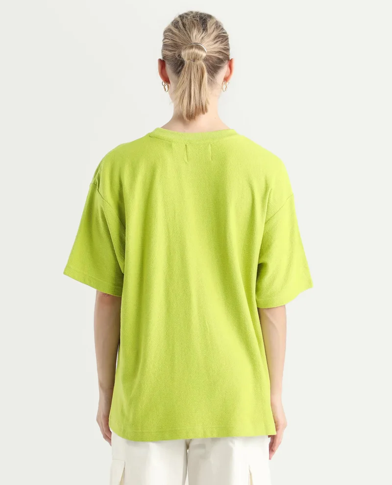 Rareism Women's Back Graphic Print Oversized T-Shirt