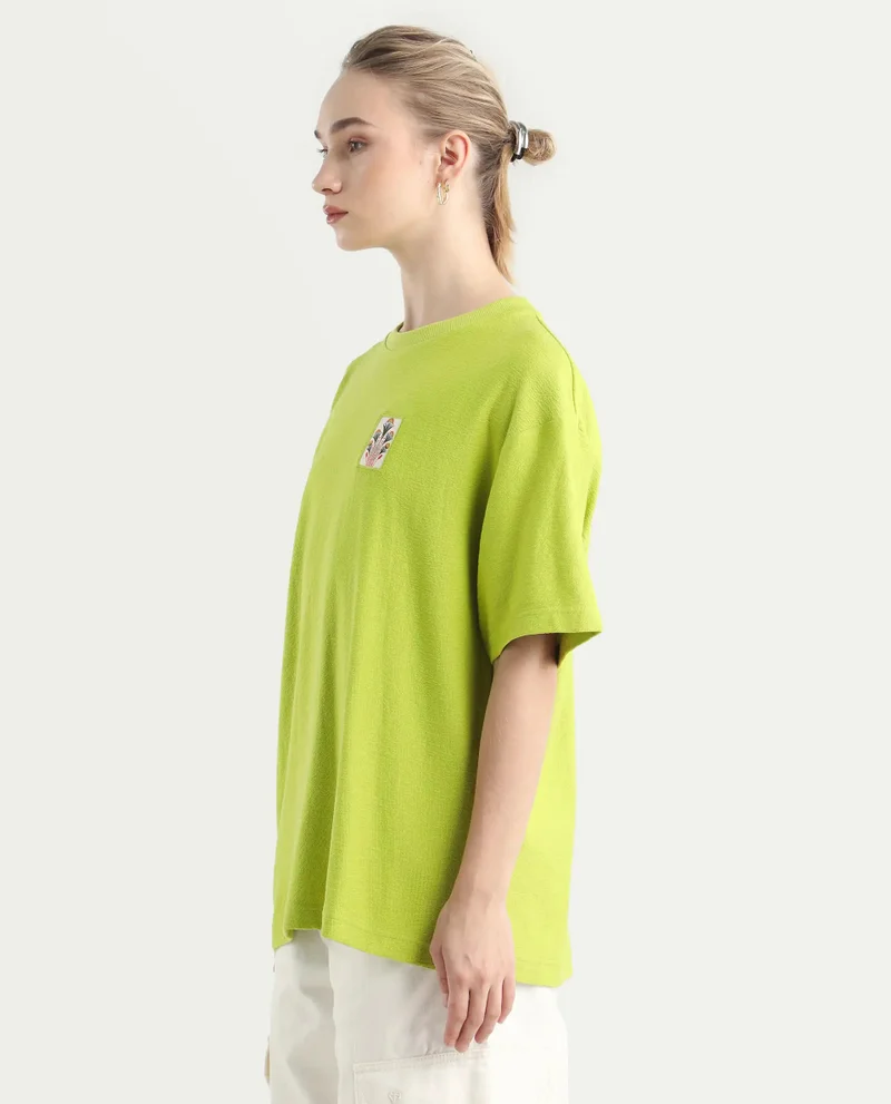 Rareism Women's Back Graphic Print Oversized T-Shirt
