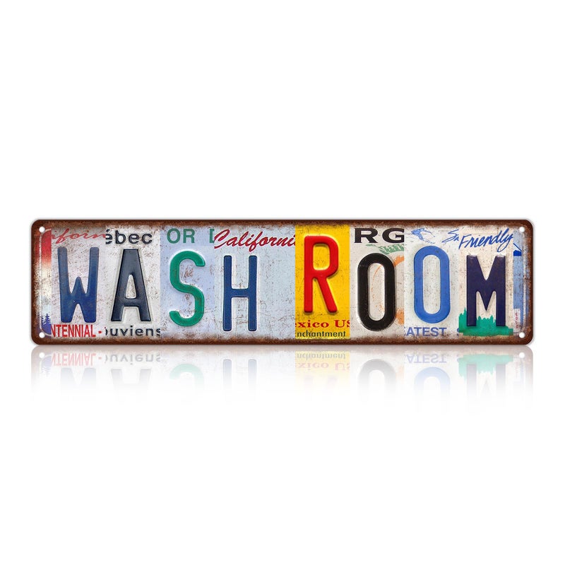 MTsigns Vintage Wash Room Metal Tin Signs Street Signs Home Wall Decor 16 x 4 Inches - Image 1