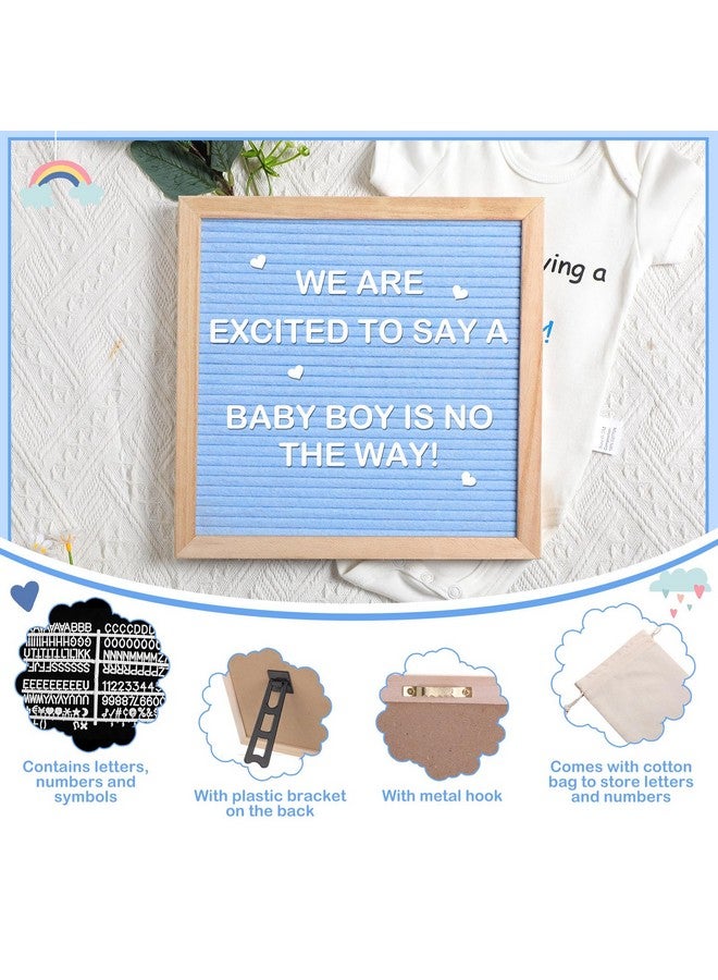 Canlierr 9 Pcs Pregnancy Announcement Set Pregnancy Reveal Ideas Blue Felt Letter Board Baby Bodysuit Booties Photo Frame Bear Plush Wood Blocks for Coming Soon Baby Boy Announcement - Image 3