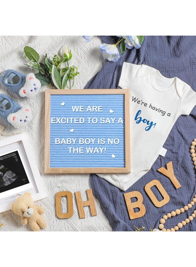 Canlierr 9 Pcs Pregnancy Announcement Set Pregnancy Reveal Ideas Blue Felt Letter Board Baby Bodysuit Booties Photo Frame Bear Plush Wood Blocks for Coming Soon Baby Boy Announcement - Image 1