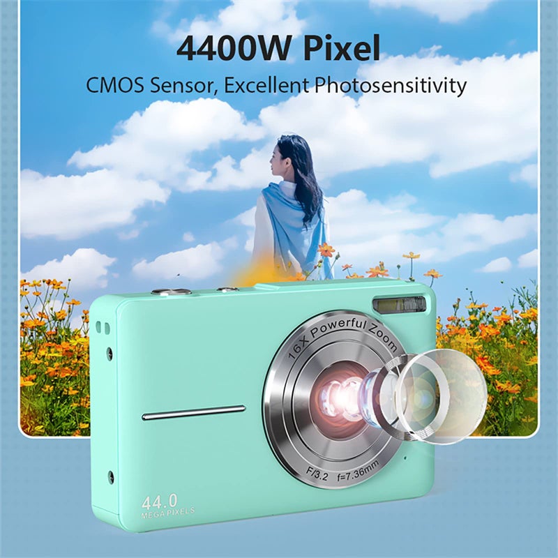 1080P HD digital camera video compact camera, 2.4-inch LCD display, 16x digital zoom, digital camera for girls, boys, adults and children - Image 4