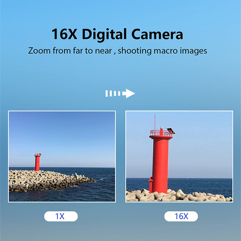 1080P HD digital camera video compact camera, 2.4-inch LCD display, 16x digital zoom, digital camera for girls, boys, adults and children - Image 5