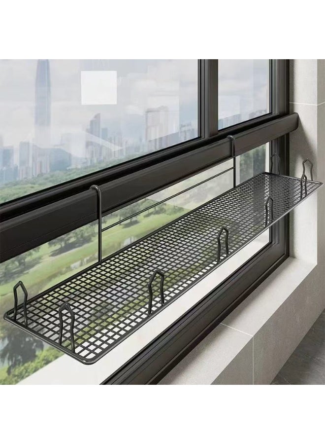 Over Window Shoe Drying Rack - Black Iron Hanging Shoe Organizer with Grid Design, Space-Saving Shoe Rack for Balcony, Window Sill, Holds Shoes, Slippers, Insoles - Image 2