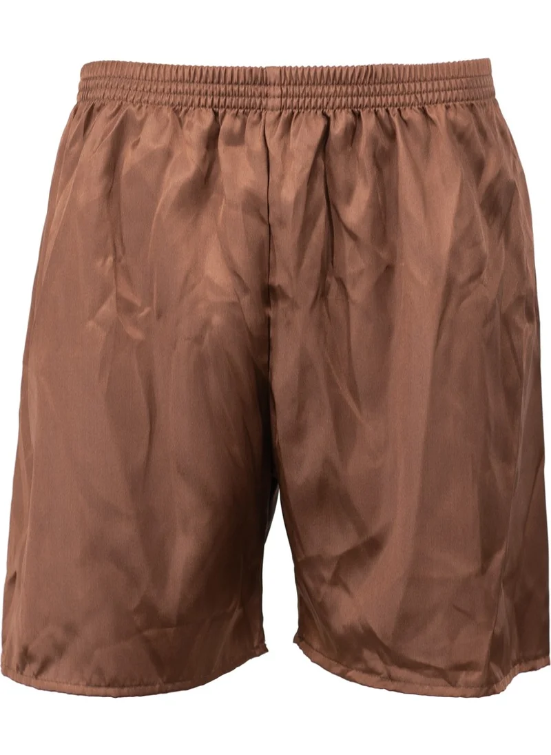 Oppland Men's Satin Fabric Shorts Solid Color Elastic Waist No Pocket Lightweight Fabric