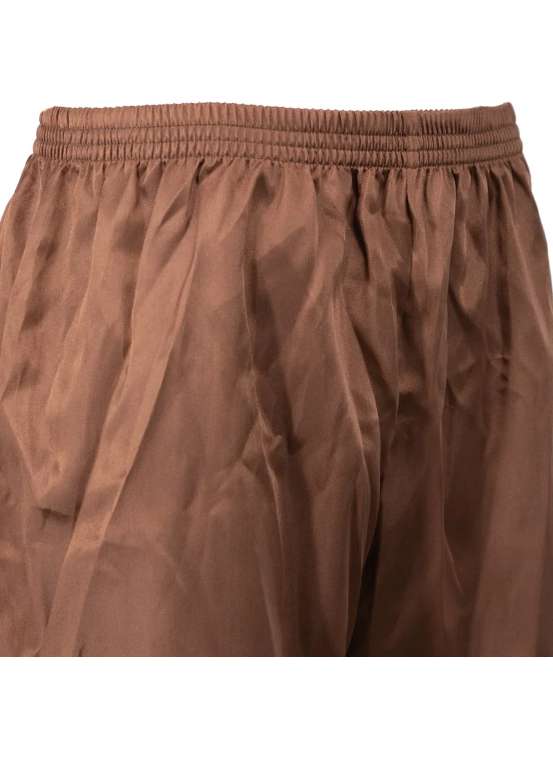 Oppland Men's Satin Fabric Shorts Solid Color Elastic Waist No Pocket Lightweight Fabric
