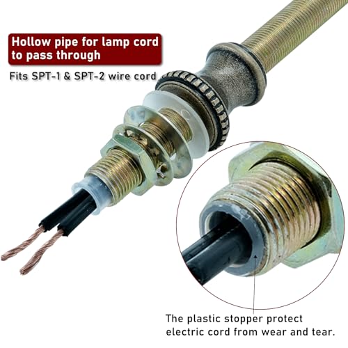 GooChan Lamp Repair Hardware Assortment,All Thread Pipe Lamp Rod,Includes Lamp Nipples,Coupling Pipe Connectors,Switch Knobs,Washers & Lock Nuts (Bronze Color/Including 12 Inch Lamp Rod Kit, 136) - Image 3