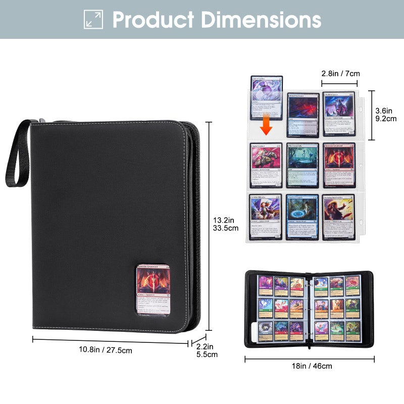 ProCase 900 Pockets Card Binder with Clear Window for Trading Cards, 9 Double Sided Pockets Cards Colletction Album Holder with Removable Sleeves for MTG, TCG, Sports Cards, Football Cards -Black - Image 3