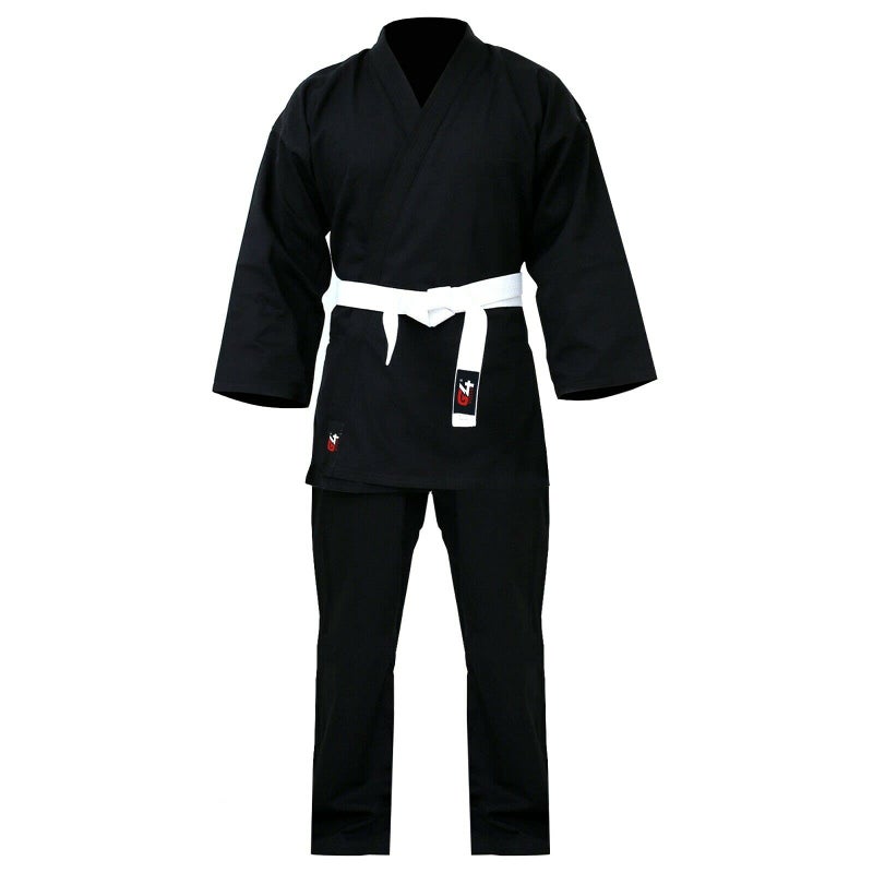 G4 Karate Gi Aikido Training Uniform Set Adult Student with Free Belt White and Black Martial Arts Suit Black 000110cm