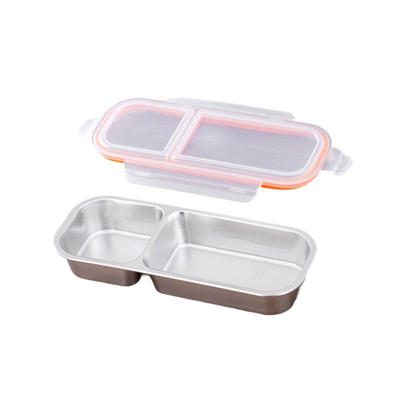 Stainless Steel 3 Section Lunch Box Food Container With Lid For Home Work Travel Snacks Storage - Image 2