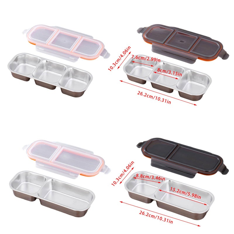 Stainless Steel 3 Section Lunch Box Food Container With Lid For Home Work Travel Snacks Storage - Image 5