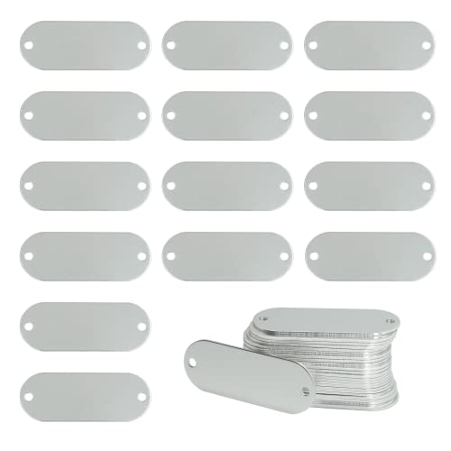 StayMax Aluminum Engraving Blanks Tags Stamping Blanks Tags with 2 Holes 25 Pack (Silver) - Image 1