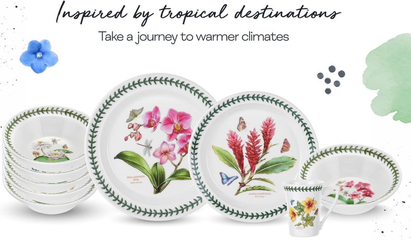 Spode Spode Botanic Garden 85 Salad Plate  Begonia Motif  Fine Earthenware  Chip Resistant Glaze  Microwave Dishwasher and Freezer Safe Made in England  - Image 4