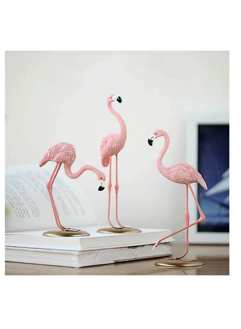 Resin Sculpture, Table Decor Figurine Statue, Desk Ornament Home Decoration Accessories Animal Pink Flamingo Birds Statue for Living Room, Sculpture Gifts for Friends (Set of 3) - Image 5