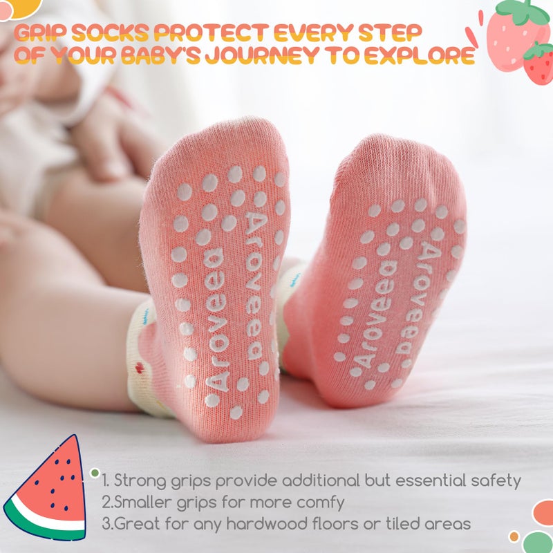Aroveea Baby Toddler Socks Grip Non Slip Boys Girls Cotton 12 Pack for 6-12 Months Kids Ankle Cute Socks 6M-7Years - Image 4
