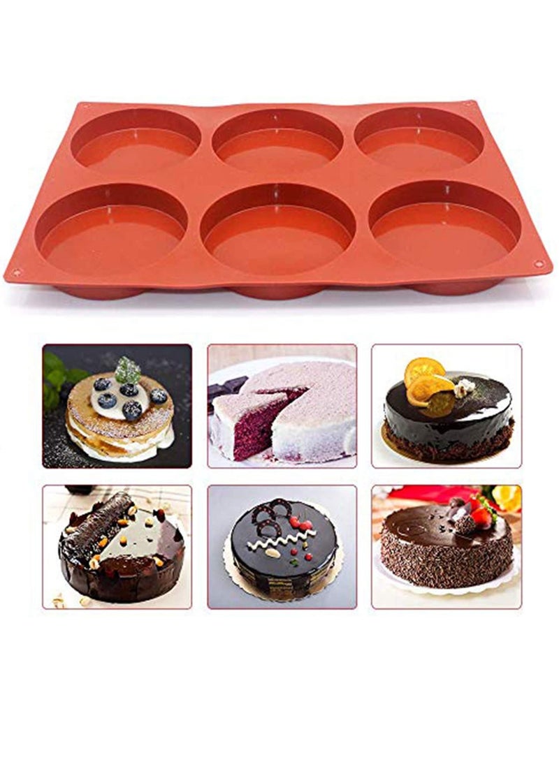 SOLARAE Epoxy Resin Molds, Molds For Resin Casting 6-Cavity Large Cake Molds Silicone Round Disc Resin Coaster Mold Non-Stick Baking Molds, Mousse Cake Pan, French Dessert, Candy, Soap - Image 5