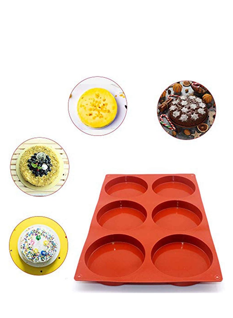 SOLARAE Epoxy Resin Molds, Molds For Resin Casting 6-Cavity Large Cake Molds Silicone Round Disc Resin Coaster Mold Non-Stick Baking Molds, Mousse Cake Pan, French Dessert, Candy, Soap - Image 3