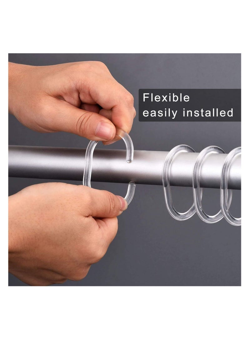Y&D 48 Pcs Shower Curtain Hooks Rings,Curtain C Ring Clear Plastic Rings for Bathroom Window Rod Hangers  - Image 2