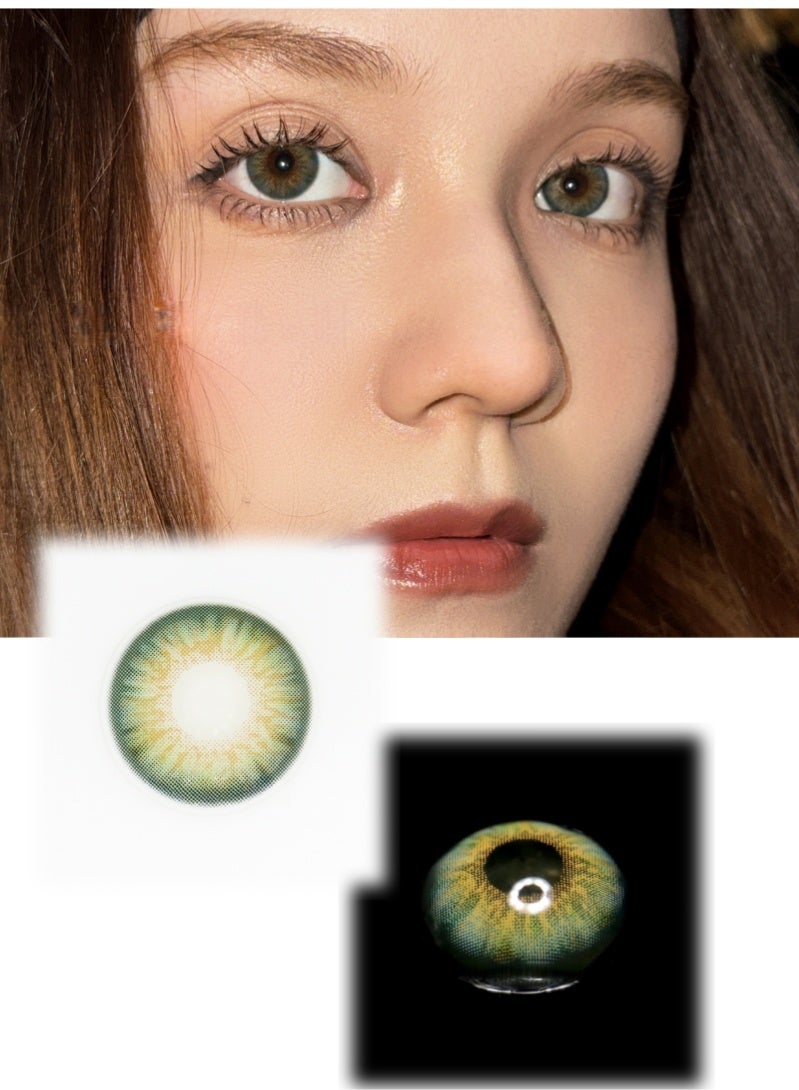ARUWA Emerald Green Lenses Yearly Colored Contact Lenses, Unisex Cosmetic Contact Lenses, Natural Fashion Lenses, 40% Water Soft Contacts,Lens Diameter 14.2mm - Image 1
