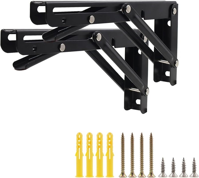 قوس رف قابل للطي ثقيل الوزن أسود اللون قابل للطي مثبت على الحائط مقاس 492 × 23 × 133 مم - Image 2